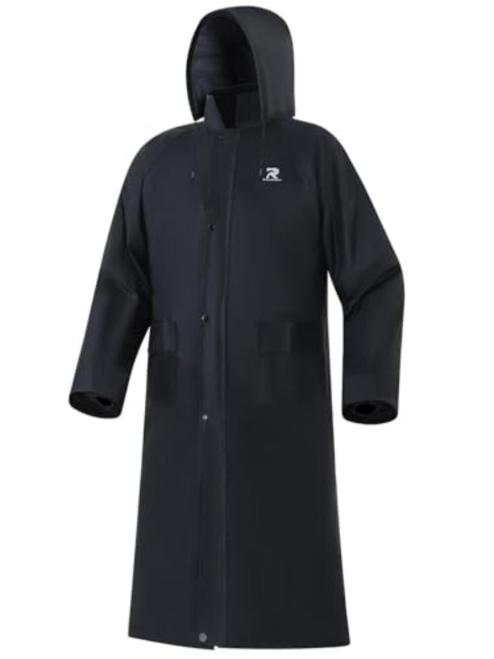 Men's Waterproof Long Rain Jacket with Stowable Hood Lightweight Coast